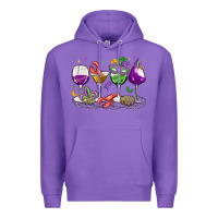 Purple mardi gras wine glasses Premium Hoodie - MaliasSmallBusiness