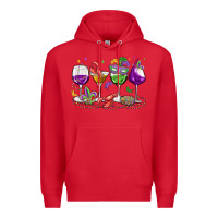 Red mardi gras wine glasses Premium Hoodie - MaliasSmallBusiness
