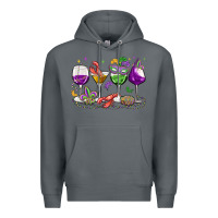 Rock mardi gras wine glasses Premium Hoodie - MaliasSmallBusiness