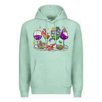 Seafoam mardi gras wine glasses Premium Hoodie - MaliasSmallBusiness