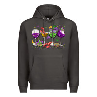 Smoke mardi gras wine glasses Premium Hoodie - MaliasSmallBusiness