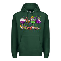 Sports Green mardi gras wine glasses Premium Hoodie - MaliasSmallBusiness