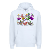 White mardi gras wine glasses Premium Hoodie - MaliasSmallBusiness