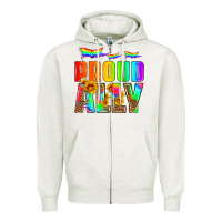 Oatmeal Heather proud ally Zipper Hoodie - HRA Design Shop