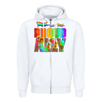 White proud ally Zipper Hoodie - HRA Design Shop