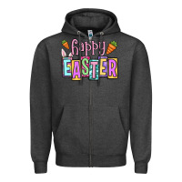Charcoal Heather Easter Day Happy Easter Zipper Hoodie - OliviaCreatesArt