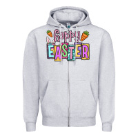 Heather Grey Easter Day Happy Easter Zipper Hoodie - OliviaCreatesArt