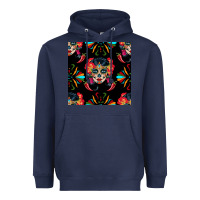 Navy sugar skull seamless pattern Heavyweight Hoodie - BundleAndBundleShop