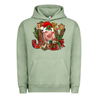 Pigment Oil Green joy christmas with pig bbs Urban Hoodie - BundleAndBundleShop