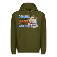 Army Green reading because murder is wrong Premium Hoodie - MaliasSmallBusiness