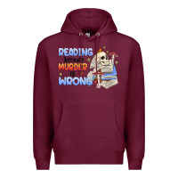 Burgundy reading because murder is wrong Premium Hoodie - MaliasSmallBusiness