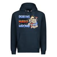 Navy reading because murder is wrong Premium Hoodie - MaliasSmallBusiness