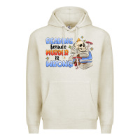 Oatmeal Heather reading because murder is wrong Premium Hoodie - MaliasSmallBusiness