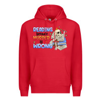 Red reading because murder is wrong Premium Hoodie - MaliasSmallBusiness