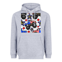 Heather Grey usa monster truck seamless pattern Heavyweight Hoodie - BundleAndBundleShop