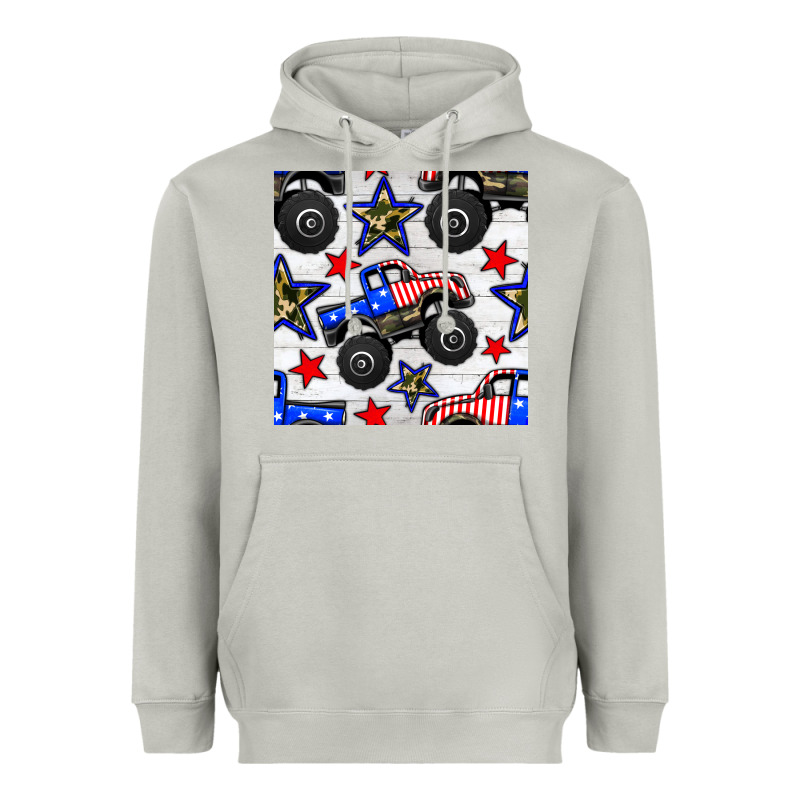 Usa Monster Truck Seamless Pattern Heavyweight Hoodie by BundleAndBundleShop | Teevron