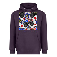 Plum usa monster truck seamless pattern Heavyweight Hoodie - BundleAndBundleShop