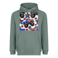 Sage usa monster truck seamless pattern Heavyweight Hoodie - BundleAndBundleShop