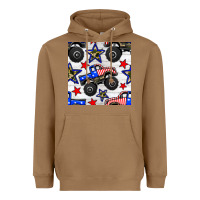 Toasted Coconut usa monster truck seamless pattern Heavyweight Hoodie - BundleAndBundleShop