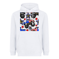 White usa monster truck seamless pattern Heavyweight Hoodie - BundleAndBundleShop