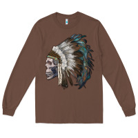Chestnut skull with indian headdress Long Sleeve Tee - RanaPortraitStore