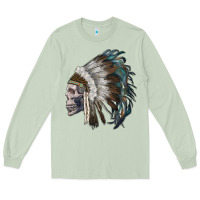Matcha skull with indian headdress Long Sleeve Tee - RanaPortraitStore