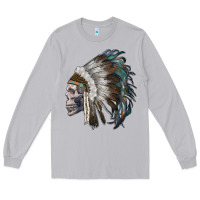 Moon Dust skull with indian headdress Long Sleeve Tee - RanaPortraitStore