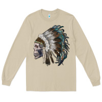 Mushroom skull with indian headdress Long Sleeve Tee - RanaPortraitStore