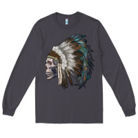 Smoke skull with indian headdress Long Sleeve Tee - RanaPortraitStore