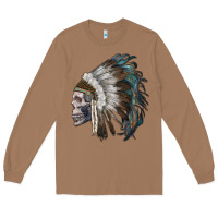 Toasted Coconut skull with indian headdress Long Sleeve Tee - RanaPortraitStore