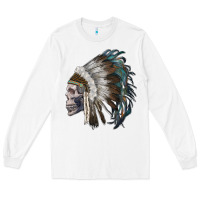 White skull with indian headdress Long Sleeve Tee - RanaPortraitStore