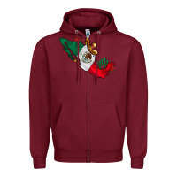 Burgundy mexico Zipper Hoodie - CowhideDigitalArt