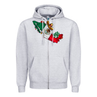 Heather Grey mexico Zipper Hoodie - CowhideDigitalArt