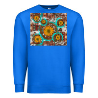 True Royal sunflowers and western old wheel aztec cowhide background Premium Sweatshirt - Artiststas