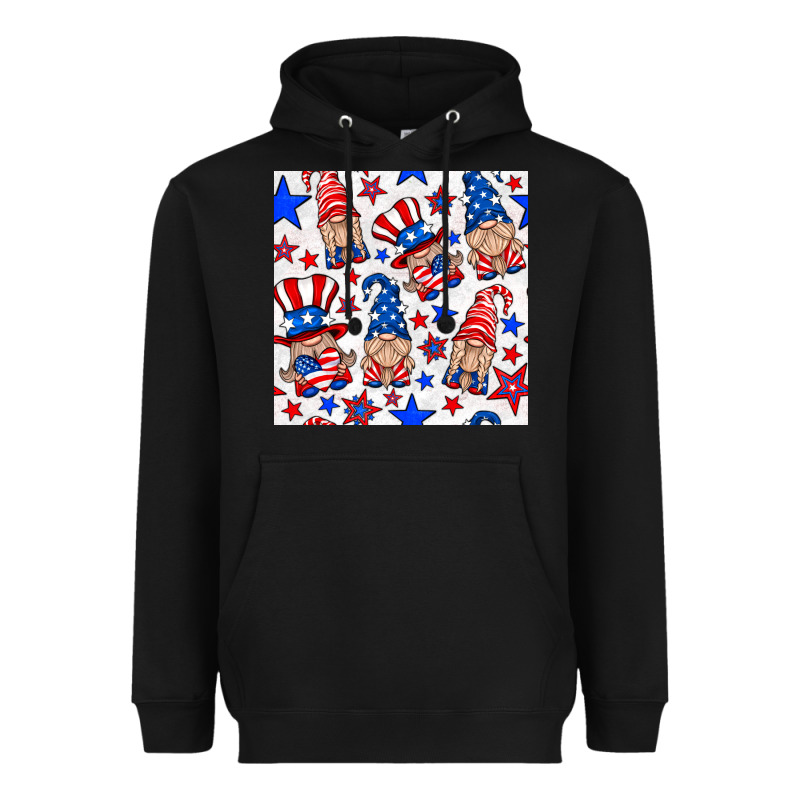 4th Of July Patriotic Gnome Seamless Pattern Heavyweight Hoodie by BundleAndBundleShop | Teevron