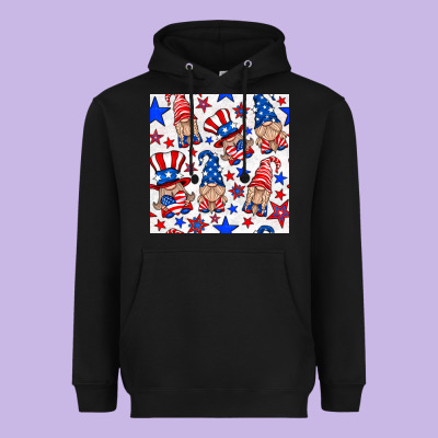 4th Of July Patriotic Gnome Seamless Pattern Heavyweight Hoodie Designed By Bundleandbundleshop