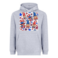 Heather Grey 4th of july patriotic gnome seamless pattern Heavyweight Hoodie - BundleAndBundleShop