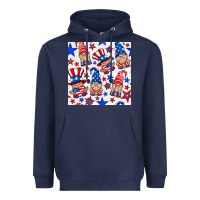 Navy 4th of july patriotic gnome seamless pattern Heavyweight Hoodie - BundleAndBundleShop