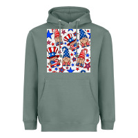 Sage 4th of july patriotic gnome seamless pattern Heavyweight Hoodie - BundleAndBundleShop
