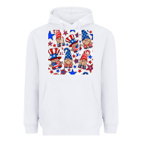 White 4th of july patriotic gnome seamless pattern Heavyweight Hoodie - BundleAndBundleShop