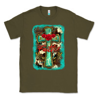 Army Green cross faith background Classic Tee - BarkalooDesign
