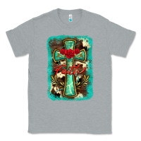Heather Grey cross faith background Classic Tee - BarkalooDesign