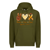 Army Green Peace love cure Appendix Cancer Premium Hoodie - NancyCooperArtShop
