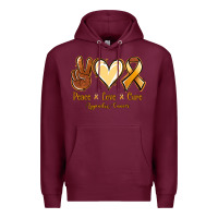 Burgundy Peace love cure Appendix Cancer Premium Hoodie - NancyCooperArtShop