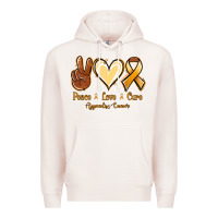Pale Pink Peace love cure Appendix Cancer Premium Hoodie - NancyCooperArtShop