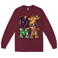 Burgundy Mama Cow Halloween Long Sleeve Tee - texasbilliewilder