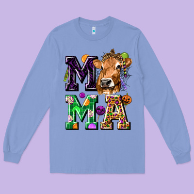 Mama Cow Halloween Long Sleeve Tee Designed By Texasbilliewilder