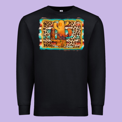 Cactus Western Leopard Premium Sweatshirt Designed By Adodesignshop