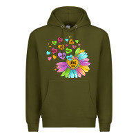 Army Green sunflower love hugs Premium Hoodie - MaliasSmallBusiness
