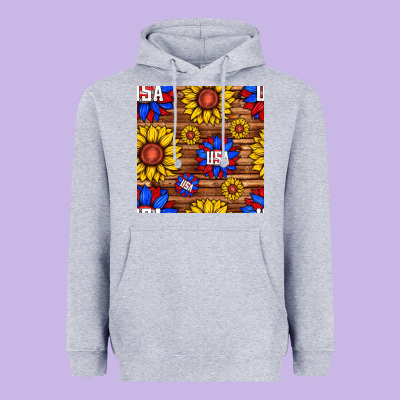 Usa Sunflower Seamless Pattern Heavyweight Hoodie Designed By Bundleandbundleshop